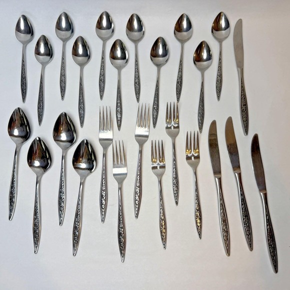 Ekco Other - Ekco eterna Santiago Stainless Silverware 25 Pieces Forks Spoons Knives Japan